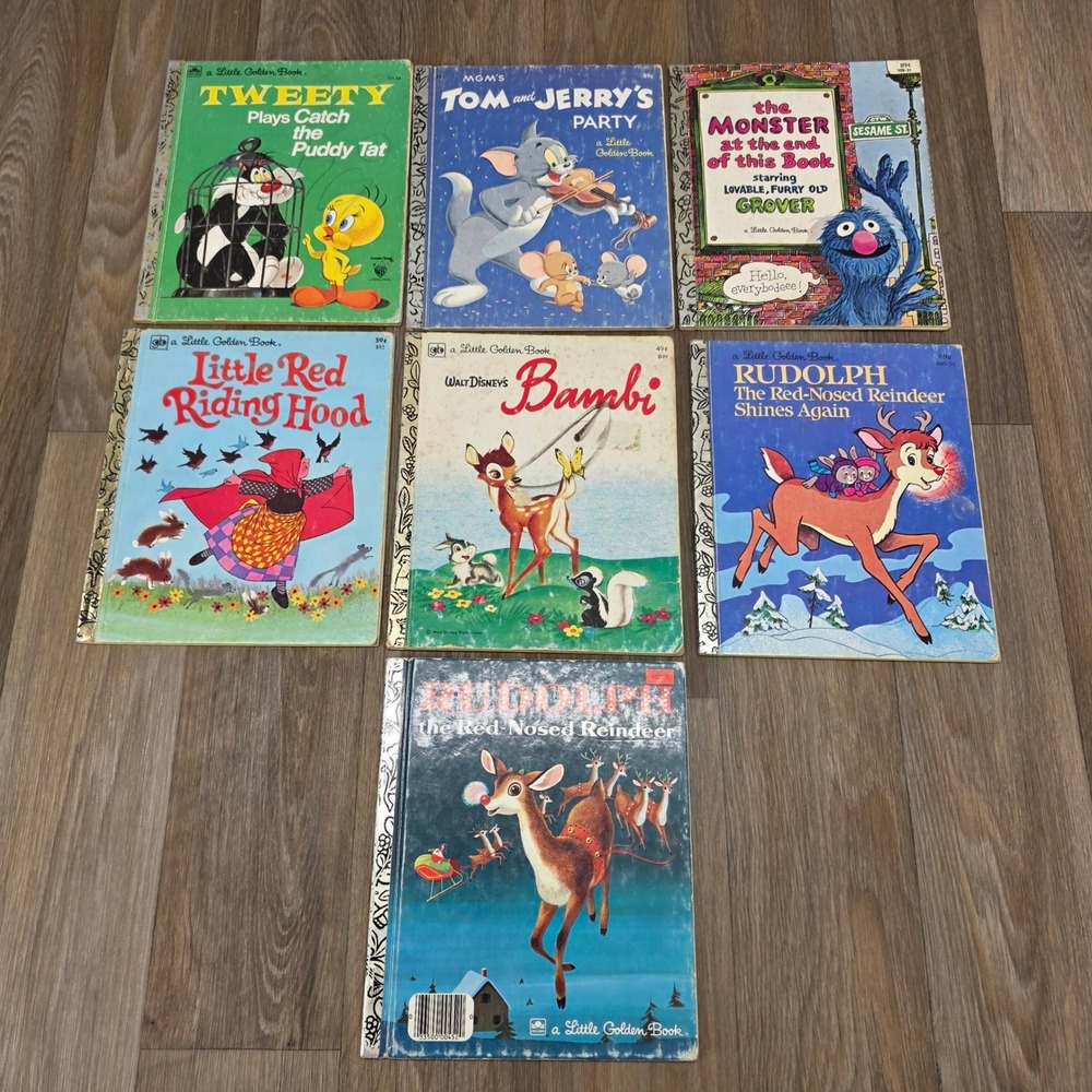 Vintage Little Golden Books Lot of 7 Sesame Street Disney Rudolph Tom and Jerry